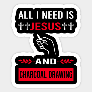 I Need Jesus And Charcoal Drawing Sticker